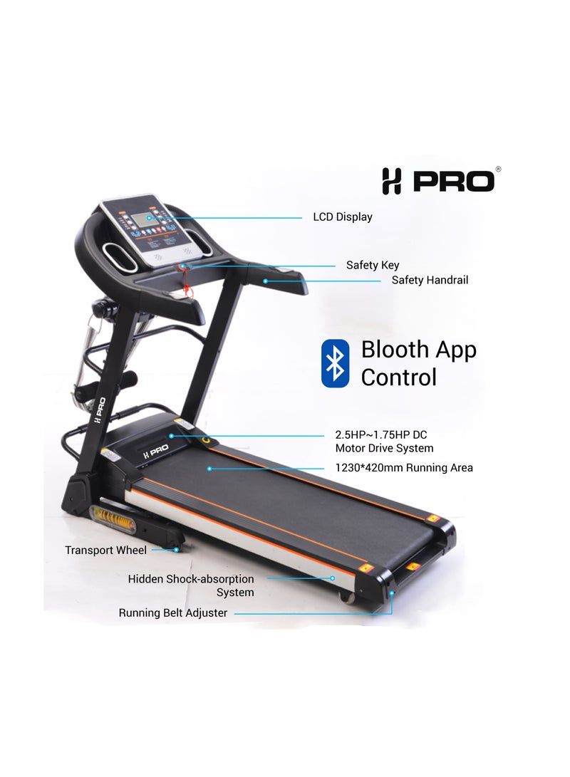 H PRO HM Sports Home Foldable Treadmill with 2.5HP Peak Motor – 12 Preset Programs, LCD Display, Heart Rate Monitor & Safety Key - Image 3