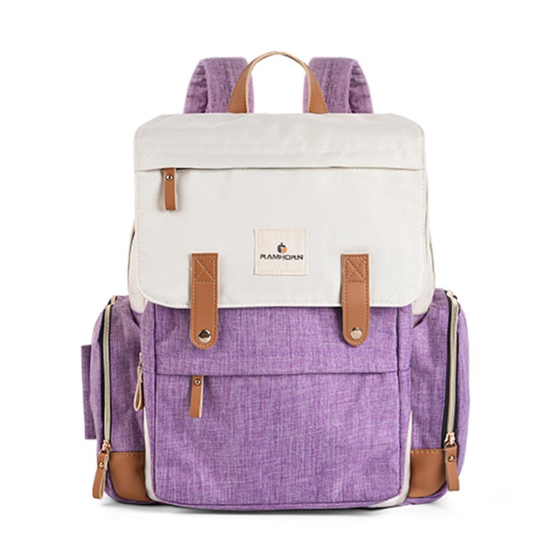 Ramhorn Diaper Bag Multifunction Travel Backpacks for Mom with Insulated Pockets and Laptop Compartment, purple - Image 1
