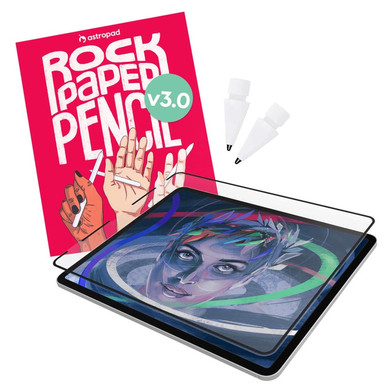 Astropad Rock Paper Pencil v3.0 â€“ Paper Screen Protector for iPad 10.2 (7th, 8th, 9th Gen) + point Apple Pencil Tips 2 Pack â€“ Compatible with Apple Pencil 1st/2nd Gens and Pencil Pro - Image 1