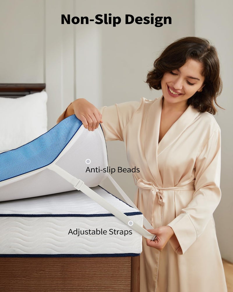 PERLECARE 3 Inch Firm Mattress Topper Queen, Cooling Gel-Infused & Bamboo Charcoal Memory Foam Bed Topper for Pressure Relief, High-Density Mattress Pad with Removable Cover - Image 5