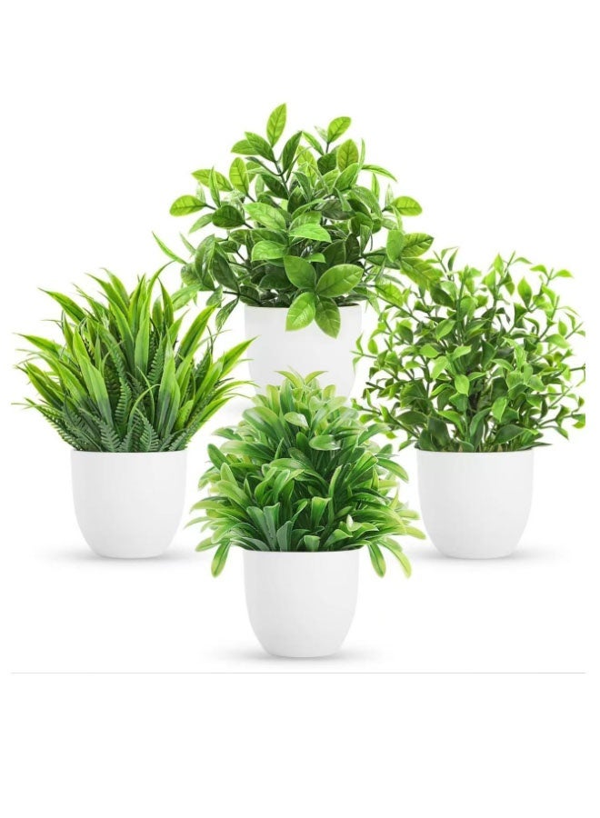Bukela Artificial Potted Plants, 4 Pack Artificial Plastic Eucalyptus Plants Small Indoor Potted Houseplants, Small Faux Plants For Home Decor Bathroom Office Farmhouse (Set 0F 4), multi-colour - Image 2