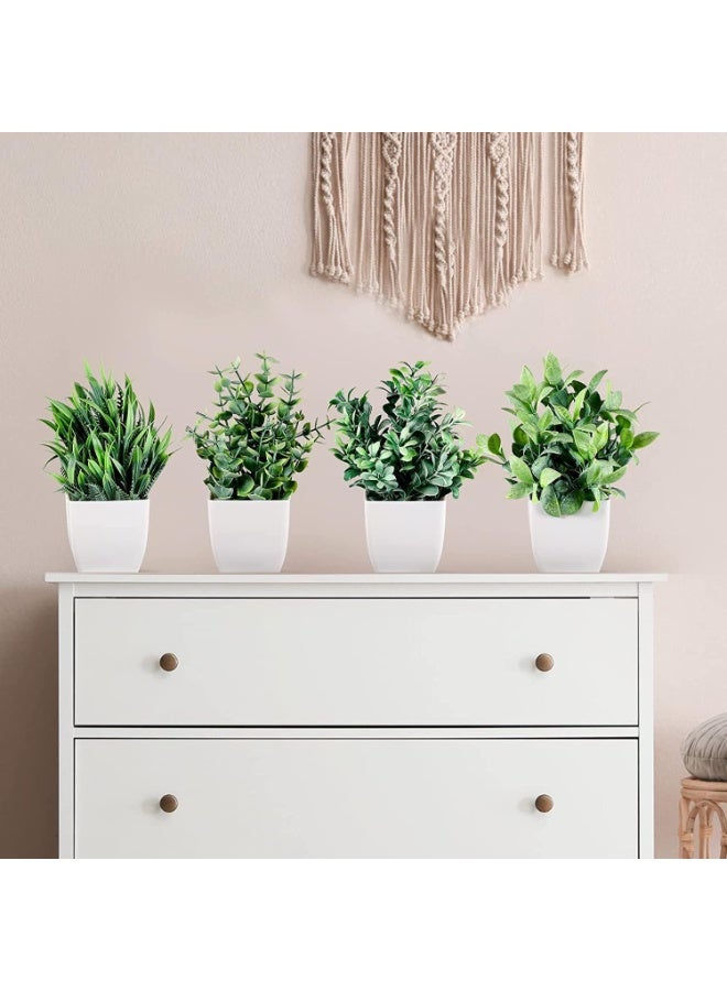 Bukela Artificial Potted Plants, 4 Pack Artificial Plastic Eucalyptus Plants Small Indoor Potted Houseplants, Small Faux Plants For Home Decor Bathroom Office Farmhouse (Set 0F 4), multi-colour - Image 1