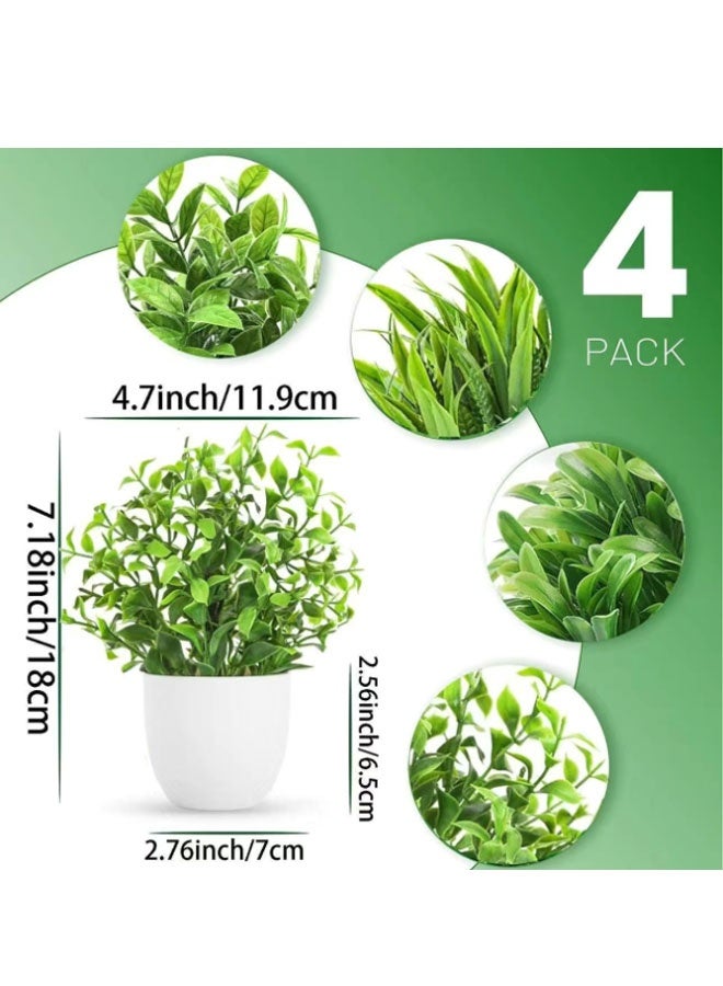 Bukela Artificial Potted Plants, 4 Pack Artificial Plastic Eucalyptus Plants Small Indoor Potted Houseplants, Small Faux Plants For Home Decor Bathroom Office Farmhouse (Set 0F 4), multi-colour - Image 5