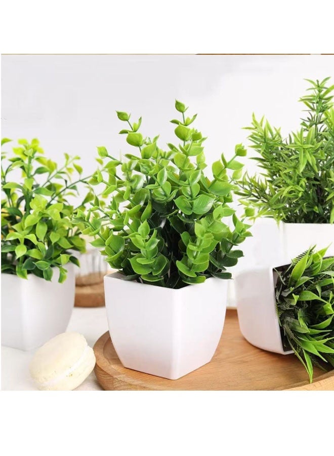 Bukela Artificial Potted Plants, 4 Pack Artificial Plastic Eucalyptus Plants Small Indoor Potted Houseplants, Small Faux Plants For Home Decor Bathroom Office Farmhouse (Set 0F 4), multi-colour - Image 4