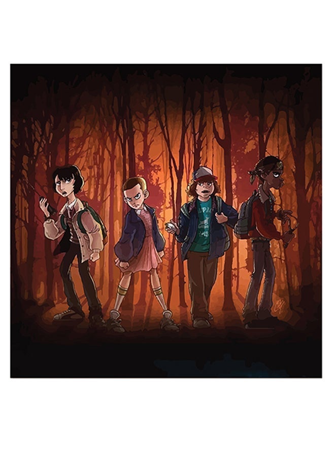RYN Stranger Things Printed Wall Art Brown/Black/Green 30x30cm - Image 1