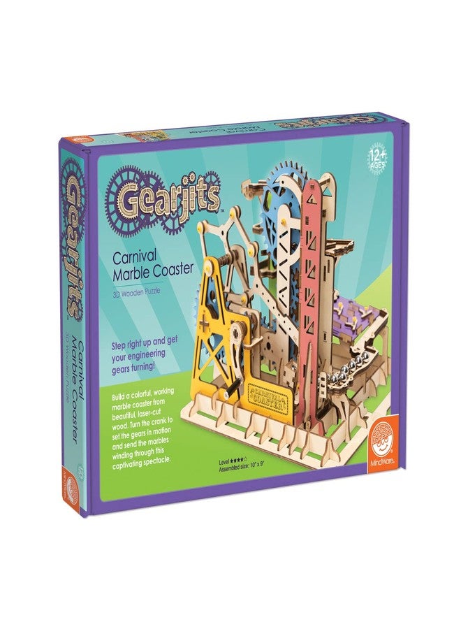 MindWare Gearjits: Carnival Marble Coaster - Wooden Puzzle Marble Run Set for Adults and Kids Ages 12 & Up - Image 1