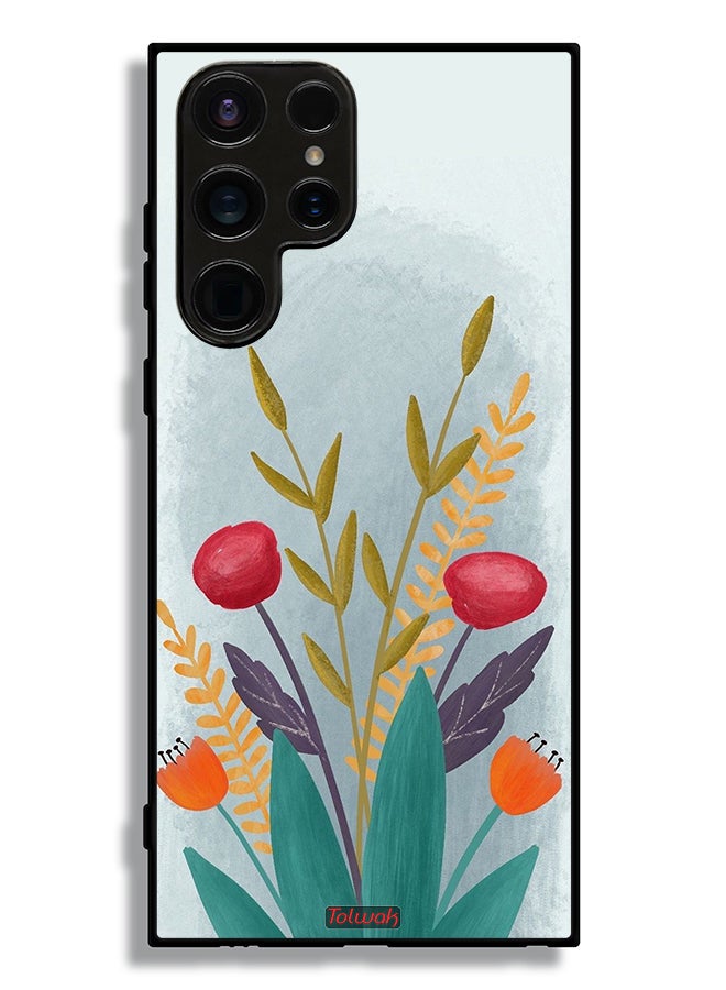 Tolwak Samsung Galaxy S23 Ultra 5G Protective Case Cover Plants Drawing Art - Image 3