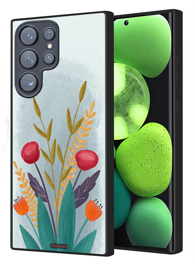 Tolwak Samsung Galaxy S23 Ultra 5G Protective Case Cover Plants Drawing Art - Image 1