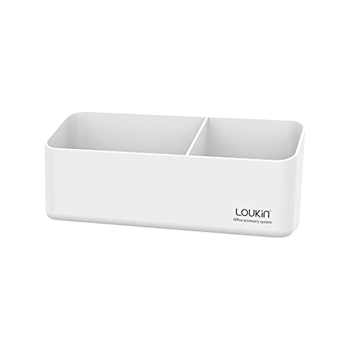 loukin Magnetic and Adhesive Marker Holder, Dry Erase Accessory Tray, Magnetic Storage Organizer for Whiteboard, Glass or Refrigerators (White) - Image 1