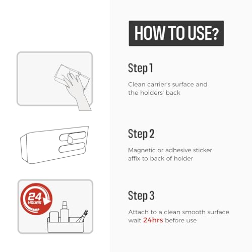 loukin Magnetic and Adhesive Marker Holder, Dry Erase Accessory Tray, Magnetic Storage Organizer for Whiteboard, Glass or Refrigerators (White) - Image 2