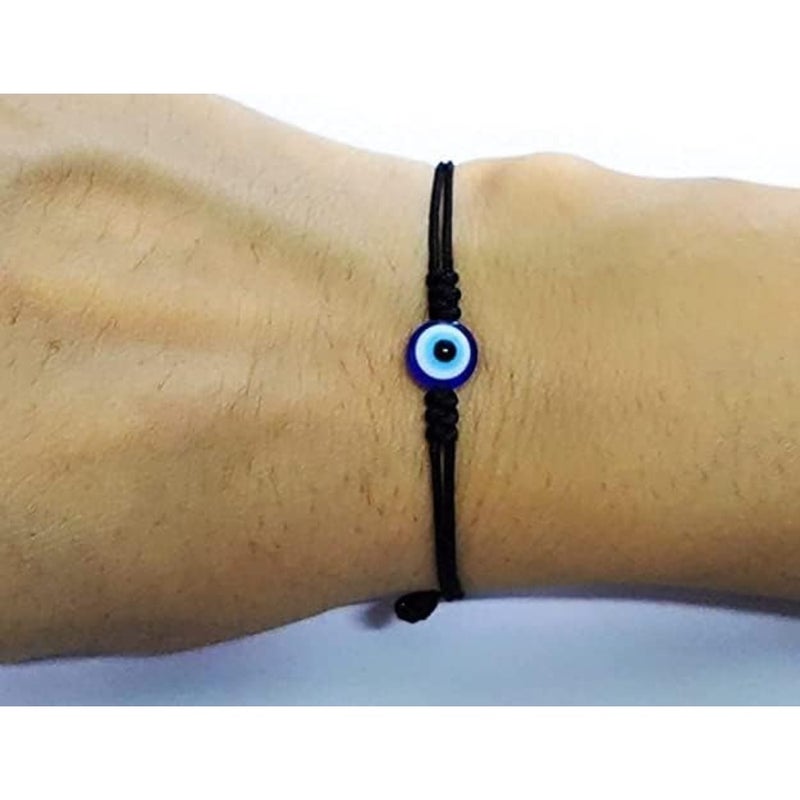 HANDMADE Evil Eye NAZAR DHAGA BRACELET ADJUSTABLE BRACELET FRIENDSHIP BAND FOR WOMEN MEN Nazar Bracelets 2 piece AT GIRLS BRCT 005,black - Image 2