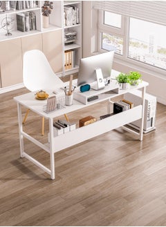 Shofenkei Shofenkei White Home Office Computer Desk with Bookshelf - Simple Style Study Writing Desk for Students (110*50*72 cm)  - Image 4