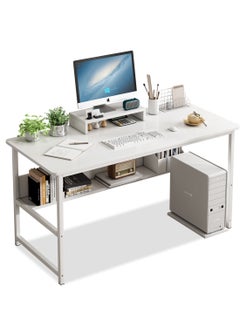 Shofenkei Shofenkei White Home Office Computer Desk with Bookshelf - Simple Style Study Writing Desk for Students (110*50*72 cm)  - Image 2