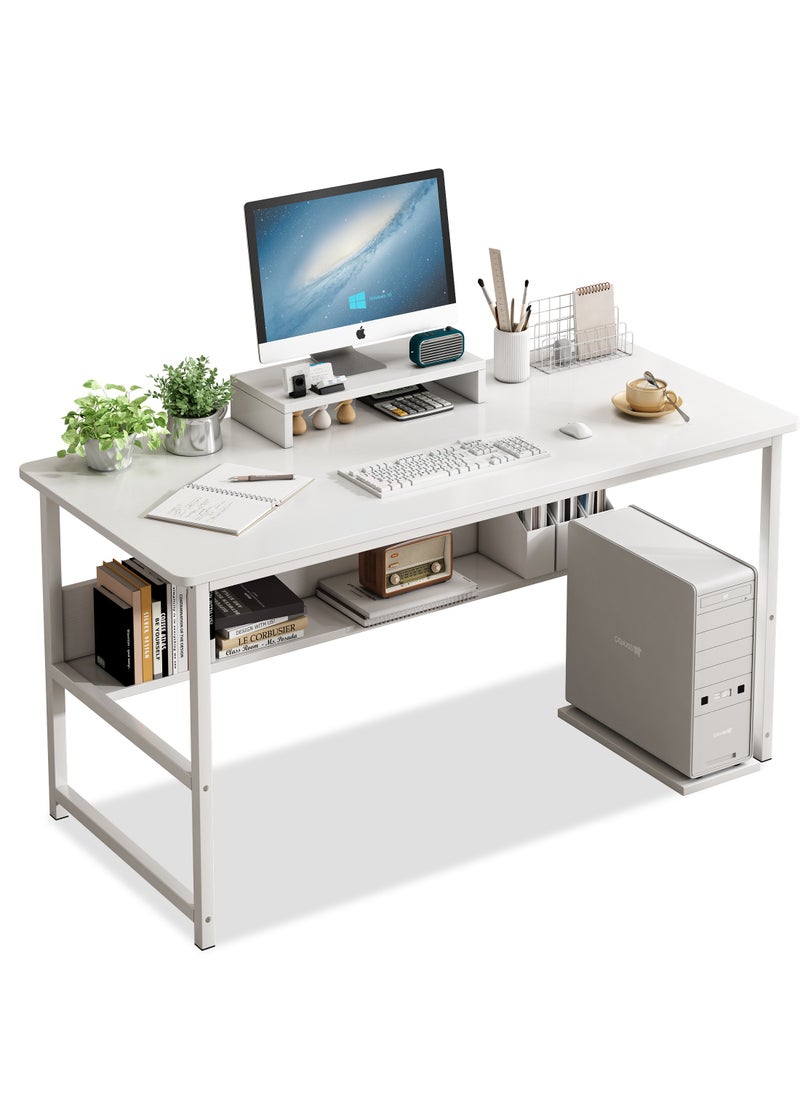 Shofenkei - Shofenkei White Home Office Computer Desk with Bookshelf - Simple Style Study Writing Desk for Students (110*50*72 cm) - Image 1