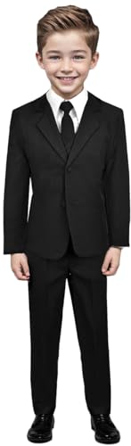 Black n Bianco Boys Suit with Tie for Toddlers and Infants. (Medium 9-12 Months, Black) - Image 1