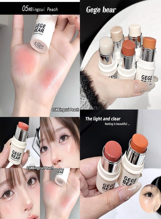 Gege Bear Smart Water Sensory High Light Stick | Makeup Highlighter for Women | Aesthetic Highlighters Pastel Collection | Long-Lasting Glow | Moisturizer Formula for Teen Girls Women Skin | Cute Pastel Color Shades Set (02# Champagne, 3.8g) - Image 5
