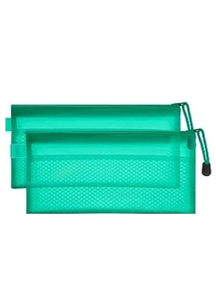 محفظة ملفات بلاستيكية A6 – بسحاب قوي، لون أخضر شبكي شفاف، متعددة الاستعمالات للمدرسة والمكتب - Image 3