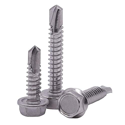 EASTLO #14 x 1-1/4" (50 pcs) Hex Washer Head Self Drilling Screws, 410 Stainless Steel Metal Sheet Tek Screws, Self Tapping Point, No Pre-drilled Hole Needs - Image 1