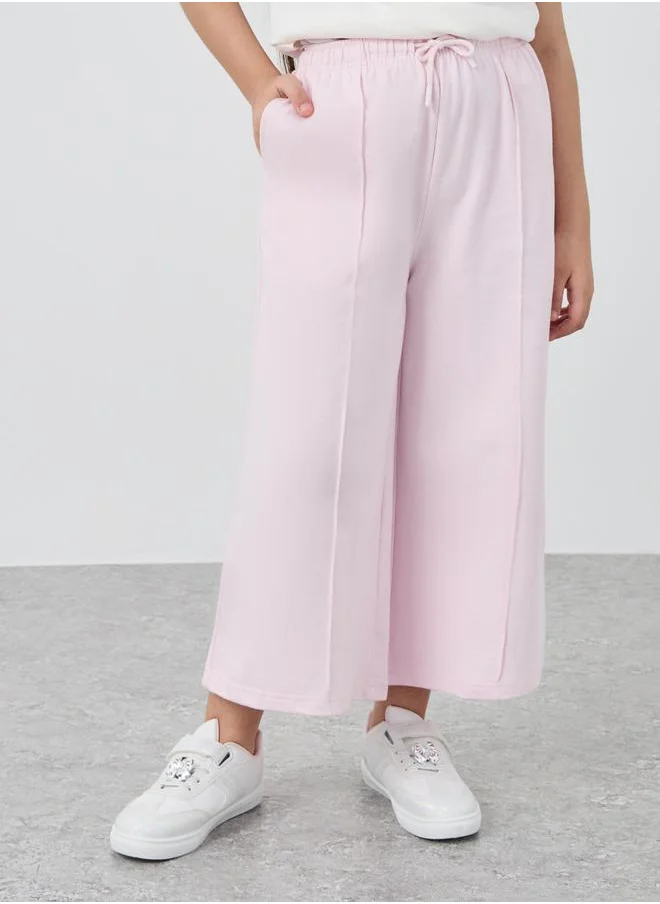 ستايلي Styli Solid Wide Leg Pants with Pintuck Detail