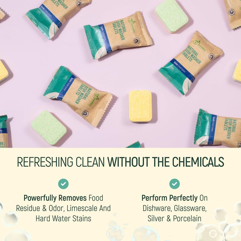 BAMBOEARTH Natural Dishwasher Detergent Tablets  Plant Based Alternative Refill Pack Dishwashing Tabs  EcoFriendly And Plastic Free Way To Cleaner Dishes  306090 Refills Dish Washer Soap Pods 60 Pack - Image 5