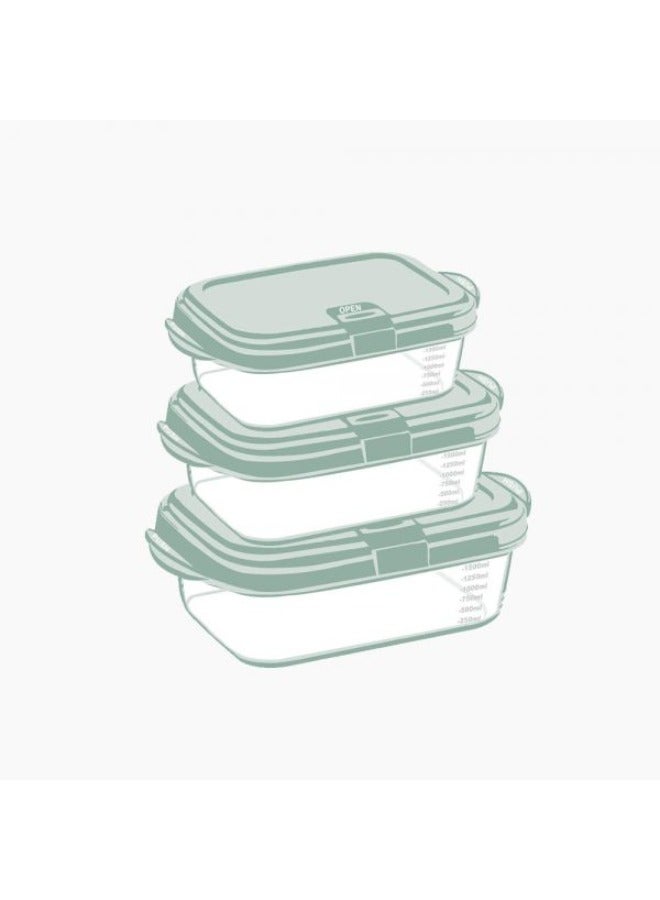 Aksa Smart Microwave Box Set - 3 Pieces - Green