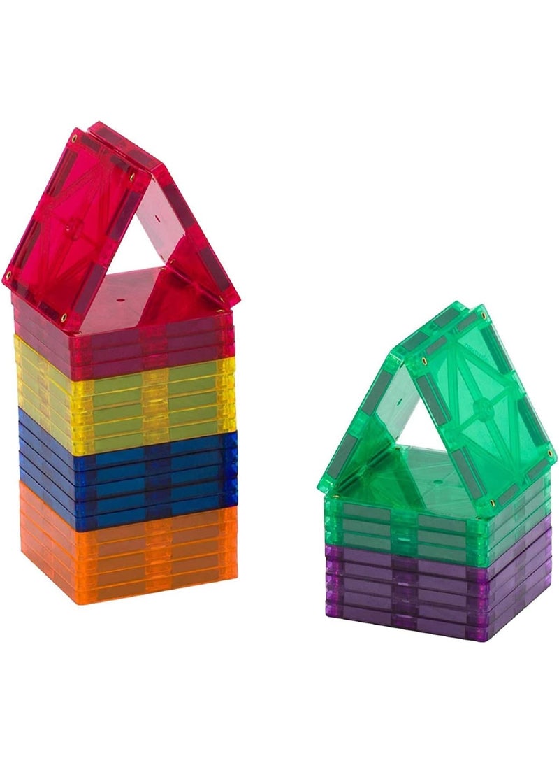 Playmags Magnetic Tiles, 30-Piece Magnet Squares Expansion Set, Construction Building Blocks, Starter Set for Kids Ages 3+ - Image 1