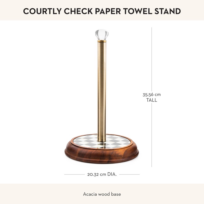 mackenzie childs MACKENZIE-CHILDS Wood Paper Towel Holder, Decorative Paper Towel Holder for Kitchen, Black-and-White Courtly Check - Image 4