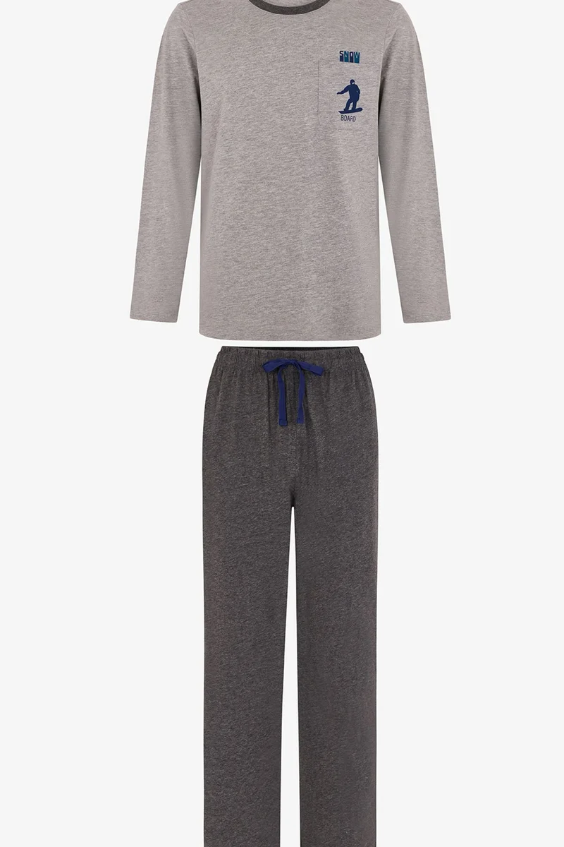 بنتي PENTI Men's Snow Glide Long Sleeve Pajama Set