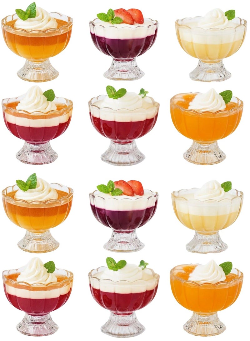 AL-GANNAS 12-Piece 160ml Crystal Glass Dessert Cups with Base | Elegant Serving Bowls for Ice Cream, Pudding & Sweets - Image 2