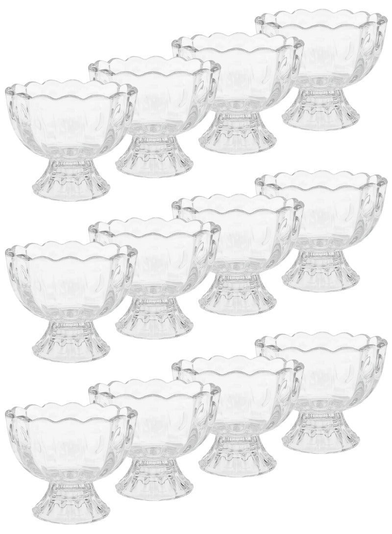 AL-GANNAS 12-Piece 160ml Crystal Glass Dessert Cups with Base | Elegant Serving Bowls for Ice Cream, Pudding & Sweets - Image 1