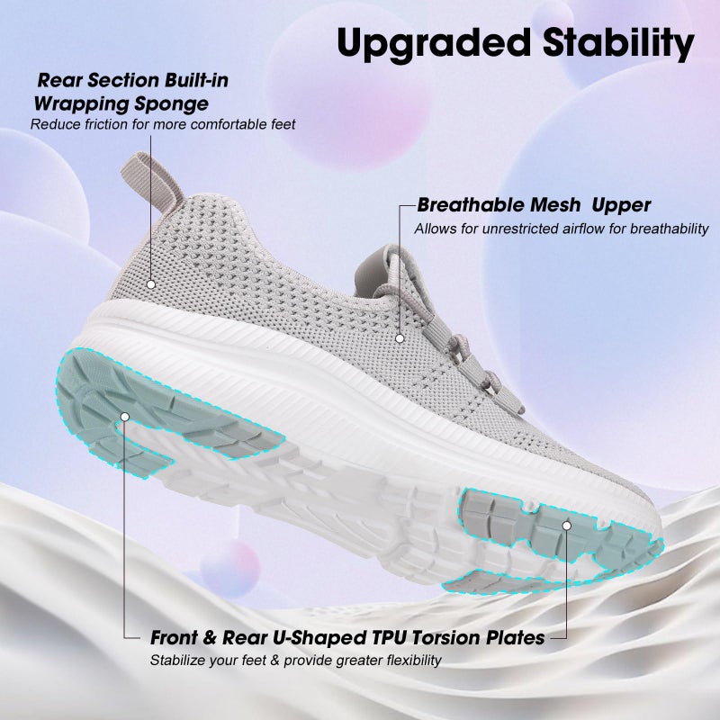 ZOVE Wide Toe Box Shoes Women Extra Wide Width Sneakers Ultra Light Road Running Shoes Non-Slip Tennis Sneakers Breathable Walking Athletic 8803 Grey 38 Medium - Image 5