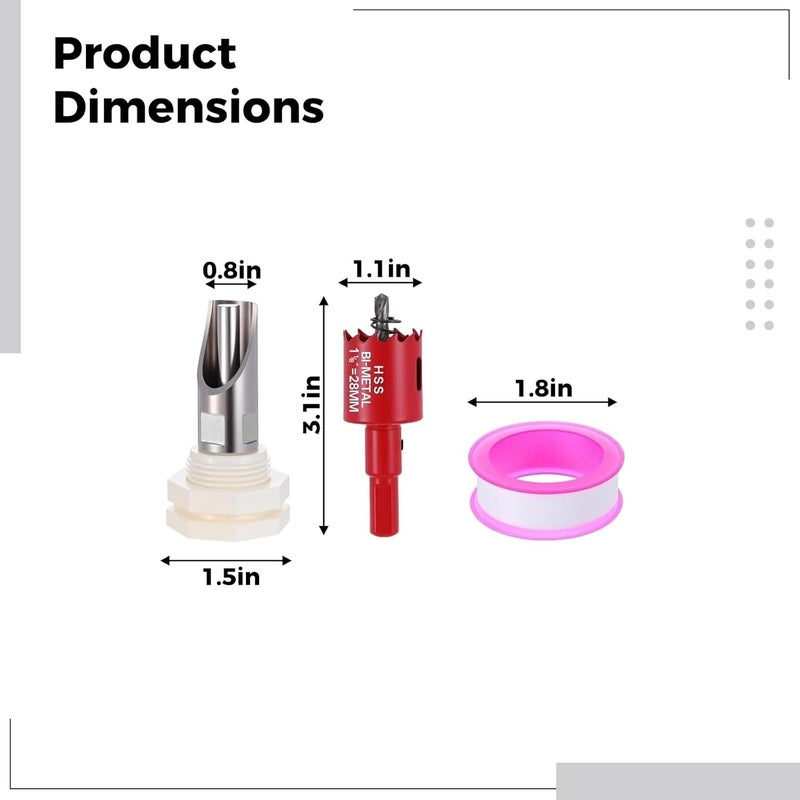 5 Pcs Pig Teat Waterer Kit, Stainless Steel Automatic Swine Drinking System, with 5 Plastic Connectors, 1 Hole Saw, 1 Sealing Tape, for Tube Installation - Image 2