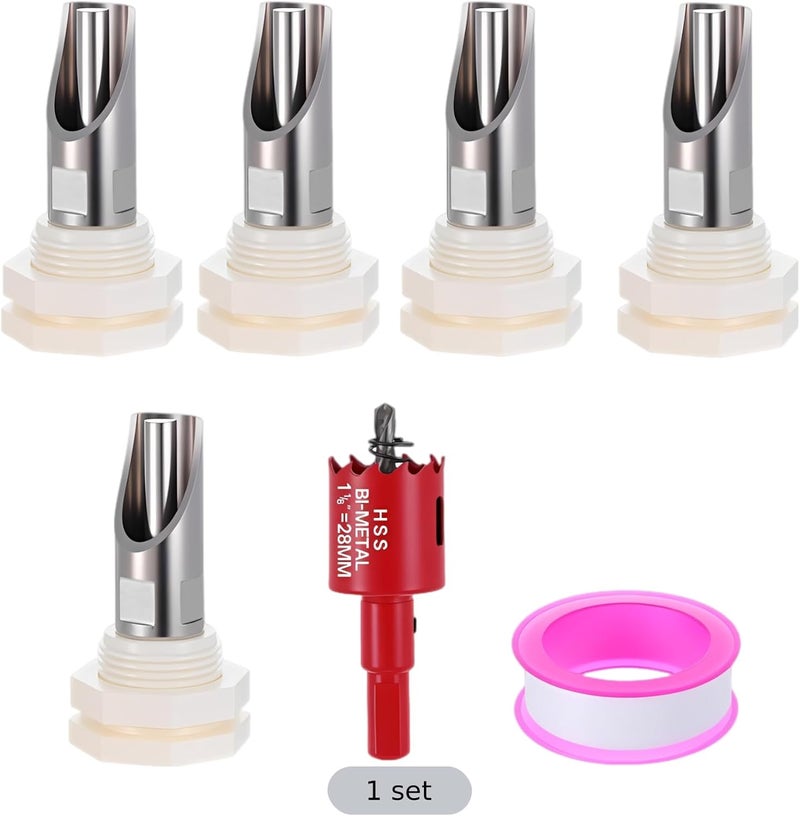 5 Pcs Pig Teat Waterer Kit, Stainless Steel Automatic Swine Drinking System, with 5 Plastic Connectors, 1 Hole Saw, 1 Sealing Tape, for Tube Installation - Image 3