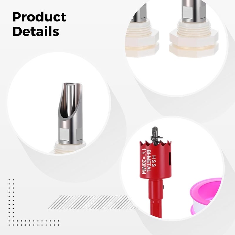 5 Pcs Pig Teat Waterer Kit, Stainless Steel Automatic Swine Drinking System, with 5 Plastic Connectors, 1 Hole Saw, 1 Sealing Tape, for Tube Installation - Image 5