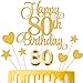 Lecferrarc 80th Birthday Cake Decorations 80th Birthday Candles Cake Numeral Candles and Glitter Happy 80th Birthday Cake Toppers Set for Birthday Party Supplies Gold - Image 3