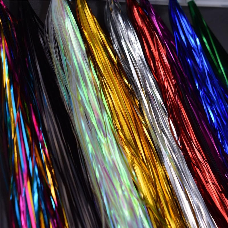 PHECDA PROFLY 10 Packs 1MM Width Crystal Flash Tinsel Flashabou Tinsel Fly Tying Material - Image 1