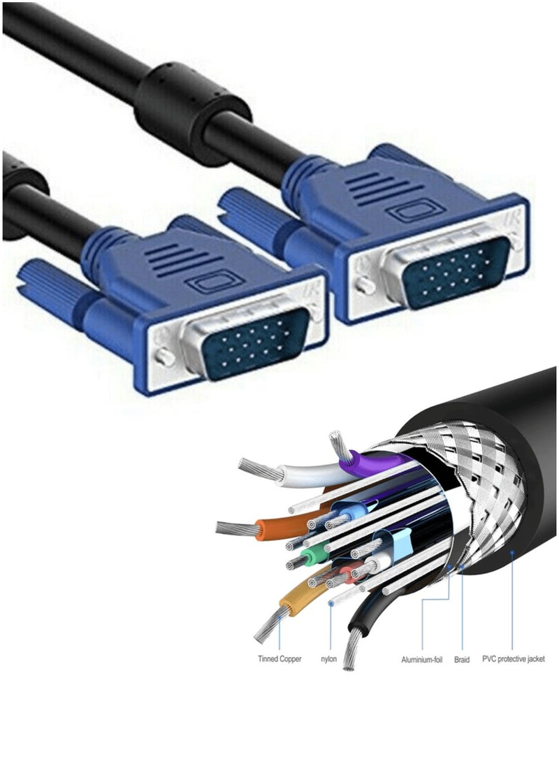 Generic - VGA to VGA Monitor Cable HD15 Male to Male for TV Computer Projector (5 M) - Image 1