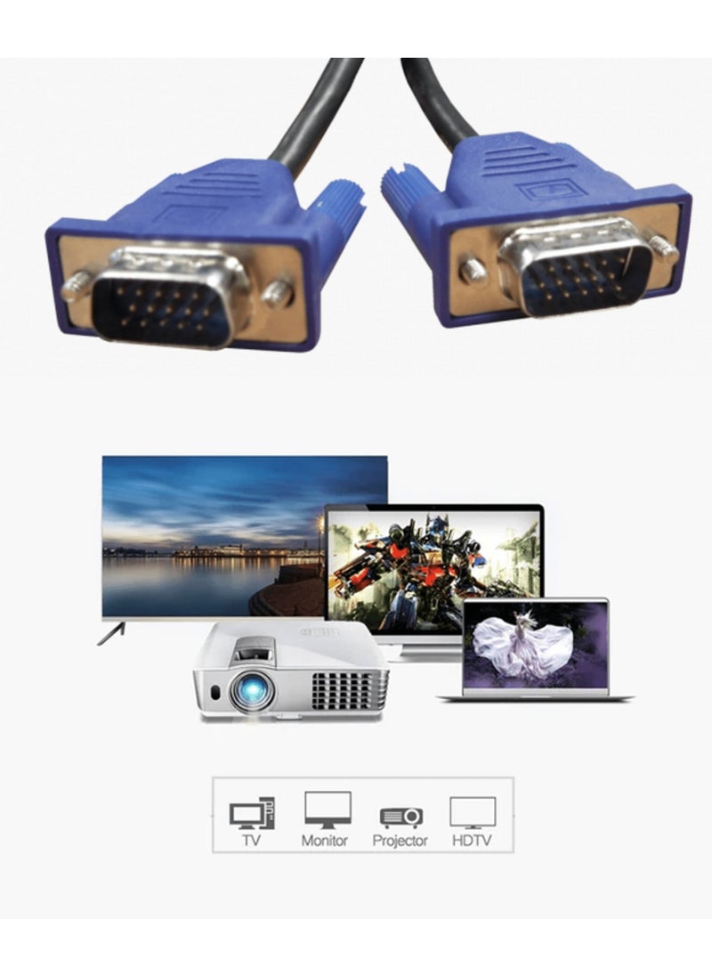 Generic - VGA to VGA Monitor Cable HD15 Male to Male for TV Computer Projector (5 M) - Image 1