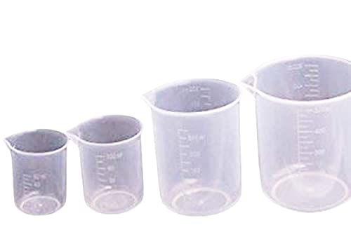 WKM Measuring Cup Labs Graduated Beakers 50ml 150ml 250ml 500ml (Transparent, Set of 4) - Image 1
