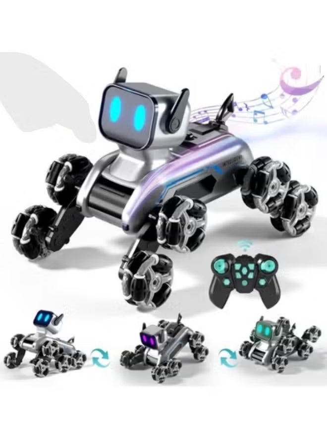 TIGER Robot Dog RC Stunt Car Toy with Gesture Sensing and Remote Control, 8 Wheel Smart Robot Car with Smoke Lights and Music, 360° Stunt Rechargeable Toy Gift for Kids Boys and Girls - Image 1