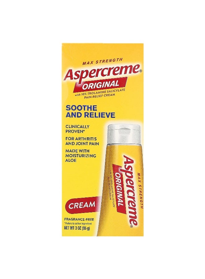 Aspercreme أسبيركريم، كريم أصلي، قوة قصوى، خالي من العطور، 3 أونصة (85 غرام) - Image 1