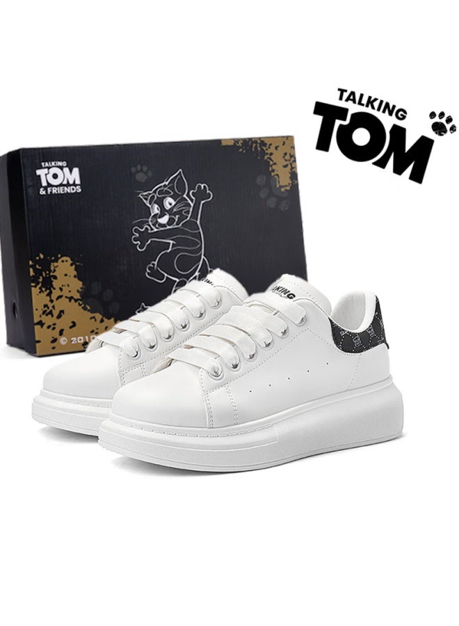 Talking Tom Uni White Shoes Couple Spring Autumn Thick-soled Fashion Casual Mcqueen Board Shoes White Black Size 42 - Image 1