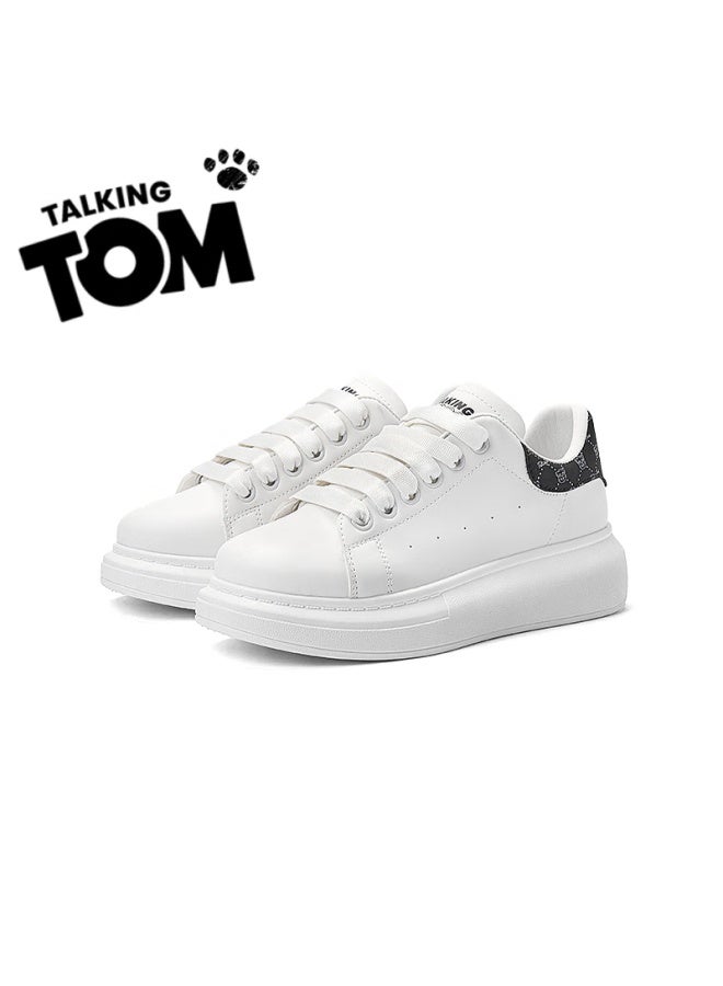 Talking Tom Uni White Shoes Couple Spring Autumn Thick-soled Fashion Casual Mcqueen Board Shoes White Black Size 42 - Image 3