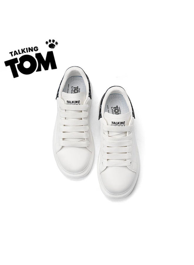 Talking Tom Uni White Shoes Couple Spring Autumn Thick-soled Fashion Casual Mcqueen Board Shoes White Black Size 42 - Image 4