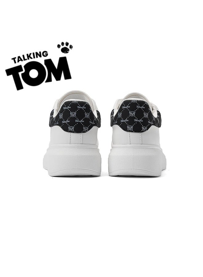 Talking Tom Uni White Shoes Couple Spring Autumn Thick-soled Fashion Casual Mcqueen Board Shoes White Black Size 42 - Image 5