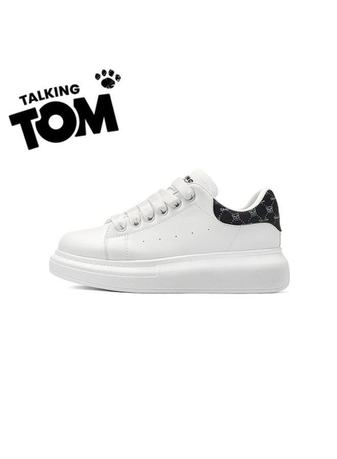 Talking Tom Uni White Shoes Couple Spring Autumn Thick-soled Fashion Casual Mcqueen Board Shoes White Black Size 42 - Image 2