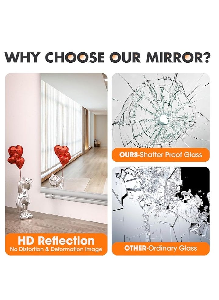 Generic Full Length Mirror Full Body Mirror Self-Adhesive High-Definition Mirrors That Wall or Door Mount Dressing Mirror Makeup Mirror, Suitable for Living Room Bedroom Dormitory （8psc*22*22CM）  - Image 2
