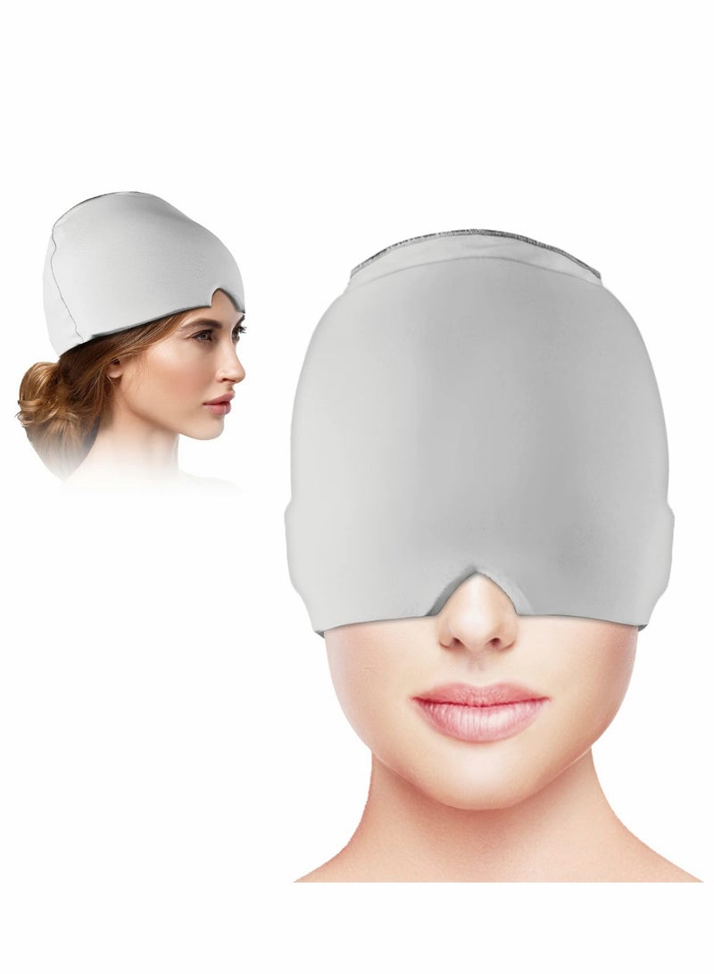 Gel Cold Therapy Head Wrap for Headache Relief, Stretchable Eye Mask for Puffiness, Tension & Sinus Relief - Comfortable Gray Design - Image 1