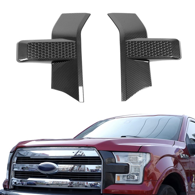 غطاء شبكة المصابيح الأمامية من ألياف الكربون JeCar لسيارة فورد F150 من 2015 إلى 2020