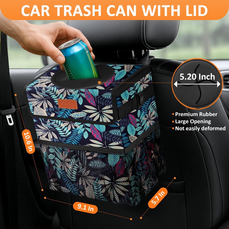 Vankor Car Trash Can for Car Cute, Bag Bin Hanging Waterproof Automotive Garbage Cans Leak Proof Vehicle Trash Can Colorful Leaves - Image 2